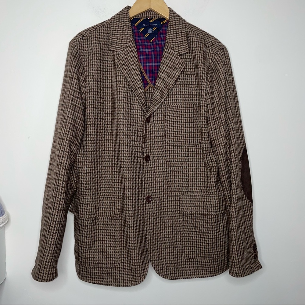 Tommy Hilfiger Wool Blend Tweed Houndstooth Blazer Sport Coat Men’s L - Picture 8 of 15
